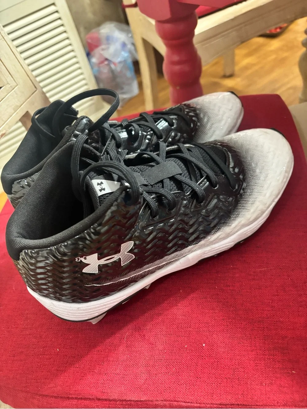 Under Armour Black and White Gradient Athletic Basketball Shoes